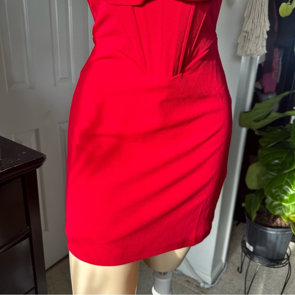 LULU’S DRAMATIC INTENT STRAPLESS CORSET BODYCON MINI DRESS - Picture 9 of 14